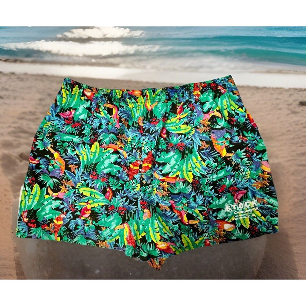 Vtg Toucan Dance by Fast Lane Shorts Hawaiian Pull On Mens 2XL Novelty Coastal
